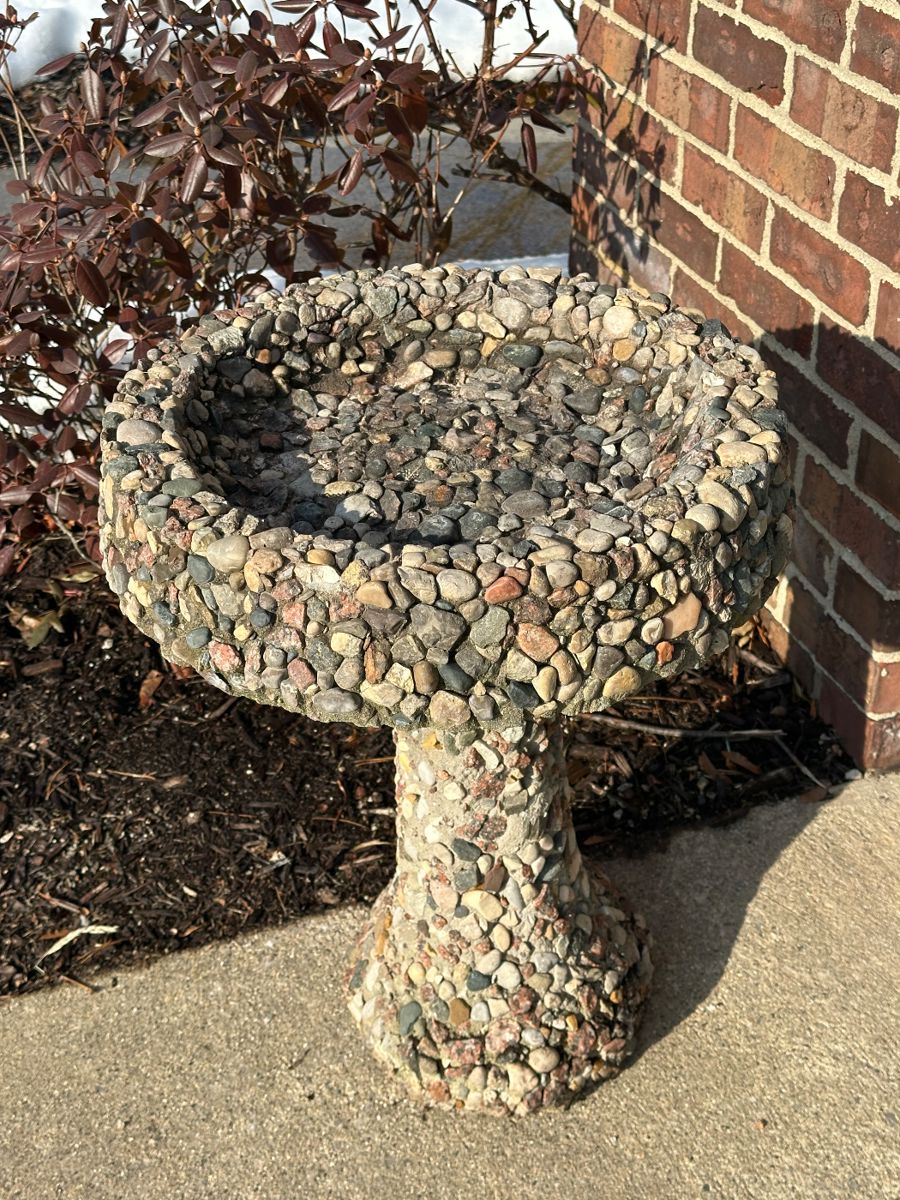 Two piece stone birdbath
