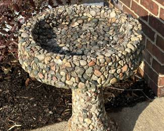 Two piece stone birdbath