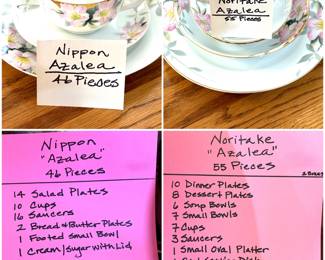 A Nippon “Azalea” 46 piece China set and a Noritake “Azalea” 55 piece China set. 