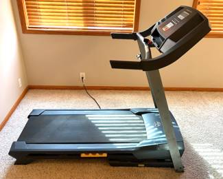 Golds Gym Trainer 410 foldable treadmill - features inclining capabilities, AirStride Plus cushioning, 8 workout apps, Designed for compact, home use with a 300 lb weight capacity. 