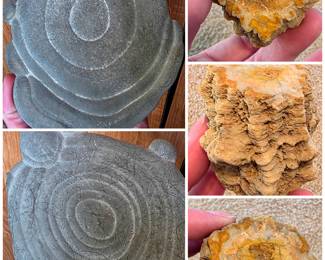 Fairy stone - calcite concretion (left) 
Calcite cave specimen (right)