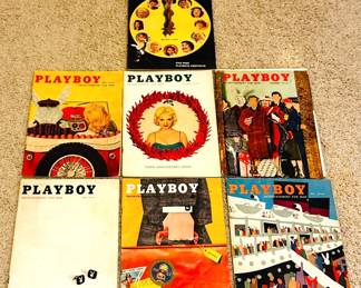 Vintage 1956-1958 playboy magazines.