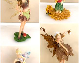 Collection of fairy, pixies and whimsical figurines. 