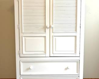 Super cute, Young America storage cabinet dresser/armoire with top shelving storage and bottom drawer storage.  