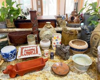 Collection of handmade pottery. 