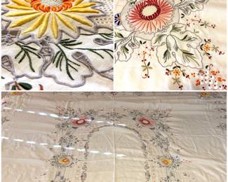Vintage hand embroidered table cloth. 
