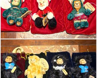 A collection of vintage "Wee Whittles" teddy bears by artist Robert Raikes. 