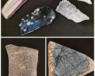 A collection of rocks including a Picasso Marble and a Mexican Crazy Lace Agate. 