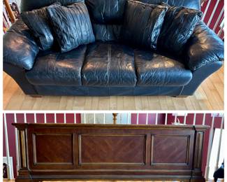 Leather couch and headboard