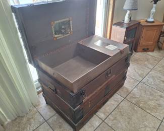 Antique Steamer Trunk with intact inserts. Excellent Condition.