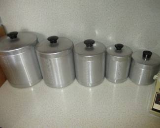 Vintage MCM Spun Aluminum Canister Set