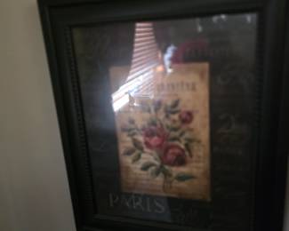 

This item appears to be the Kimberly Poloson "Bel Bouquet IV" wall art print framed in a black ornate wood frame. 