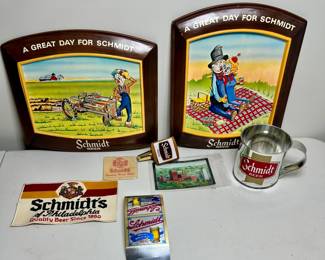 Vntg Schmidt Beer Signs/Tapper 
