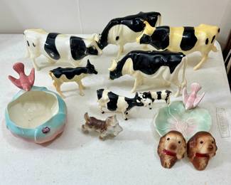 Vintage Nylint Plastic Cows, Copley Doves, other figurines