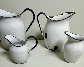 Enamel Pitcher Lot