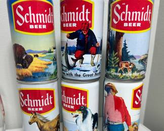 Vntg Schmidt Beer Cans/Glasses