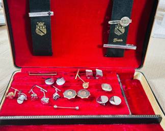 Vintage men's cufflinks and jewelry box
