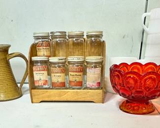 Vntg Spice Rack, LE Smith Moon/Stars Dish