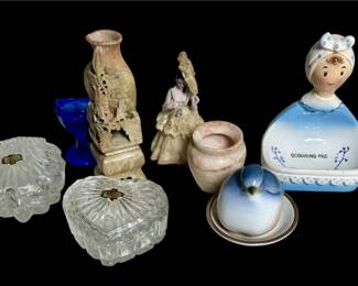 Crystal trinket boxes, MCM soap holder