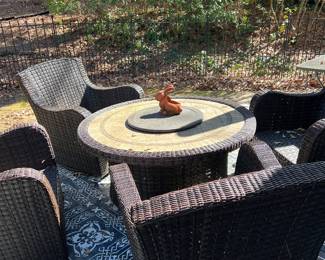 Outdoor set with propane fire center