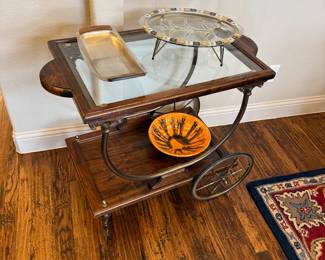 MCM bar cart & dish