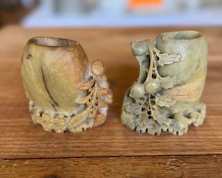 Qing Dynasty Antique Soapstone Brush Pot