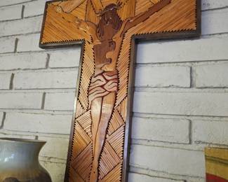 close up of the very detailed and large cross