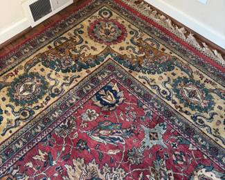 $1100.  Beautiful vintage Persian rug.  10'5" x 13'6".   Light in lower left of the photo is the sun shining  through a window