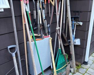 Wide selection of garden tools, and equipment for sale during in person shopping Friday and Saturday.