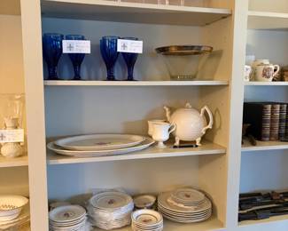 Val St. Lambert, Waterford, Castleton China, Blue Willow Majestic, Minton Gold Cheviot, Lenox, Belleek and more.  For sale  during in person shopping Friday and Saturday unless featured in a photo with a price listed.