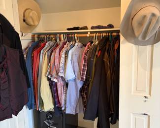 Mens clothing for sale.  Façonnable, Tommy Bahama, and others.  Sizes range from Med. to XL.  For sale during in person shopping.