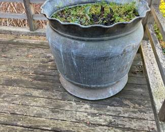 $220. Patinaed copper planter.  
