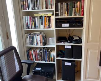 More of the books and audio equipment for sale during in-person shopping Friday and Saturday.