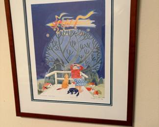 $120. Rie Munoz signed and numbered print. Titled «&nbsp;Hyakutake Sighted&nbsp;».  Number 216/1100.    14" x 16"