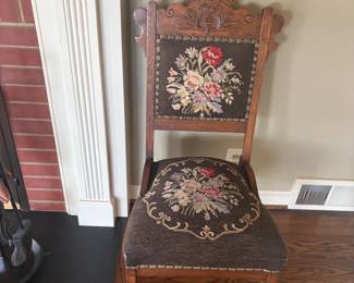 $160.  Antique needlepoint chair
