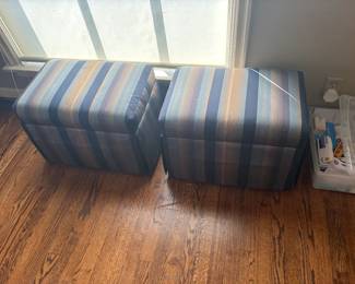 $120  Pair of upholstered ottomans.   22" x 14.5" x 16"h.