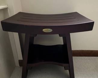 DecoTeak Serenity Teak Wood Shower Bench with Shelf