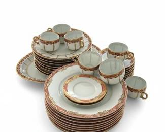 Vintage Porcelain Tea Set with Gilded Floral Motif, likely Limoges