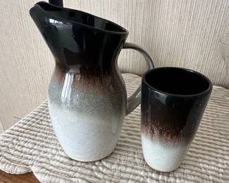 Peter Pots Pottery Peace Dale Pitcher and Tumbler Set