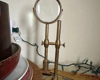 Vintage Brass Magnifying Glass on Stand