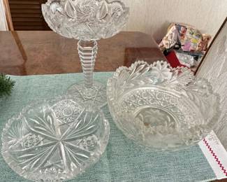 Antique Cut Glass Bowls and Compote