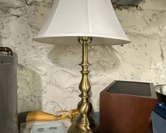 Stiffel Brass Table Lamp with White Empire Shade