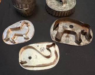 Vintage Tin Cookie Cutters Set Horse, Elephant, Whale, and Fluted Round