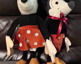 Vintage Mickey Mouse and Minnie Mouse Plush Dolls by Schylling
