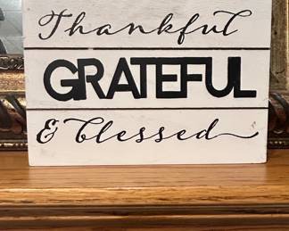 P. Graham Dunn Thankful Grateful Blessed Wood Sign