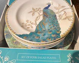 Set of Four Fifth Peacock Garden Salad Plates
