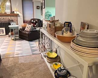 Assorted Ceramic Plates and Pitcher with Lemon and Floral Motifs