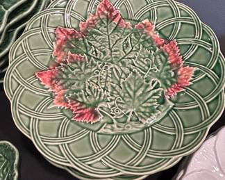 Bordallo Pinheiro Majolica Grape Leaf Plate