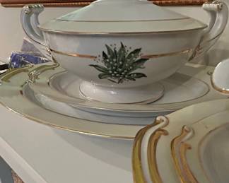 Vintage Royal Jackson Lily of the Valley Porcelain Tureen with Gold Trim