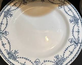 Blue Transferware Plate with Garland Border